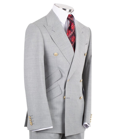 Light Grey Wool Double Breasted Suit | BTS Bespoke