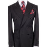 Black Premium Wool Double Breasted Striped Suit | BTS Bespoke