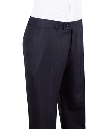 Navy Striped 100% Premium Wool Double Breasted Suit | BTS Bespoke