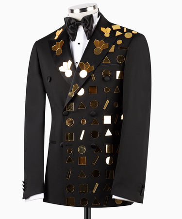 Black Embellished Double Breasted Tuxedo | BTS Bespoke