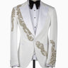 White Crystal Embellished Peak Lapel Tuxedo with Black Trousers | BTS Bespoke