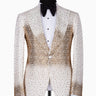 White & Gold Embellished Peak Lapel Tuxedo | BTS Bespoke