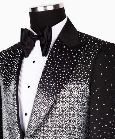 Black Crystal-Adorned Slim Fit Tuxedo | BTS Bespoke