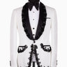 White & Black Jacquard Embellished Peak Lapel Three-Piece Tuxedo | BTS Bespoke