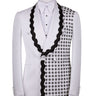 White Hand-Embellished Jacquard Double Breasted Tuxedo | BTS Bespoke