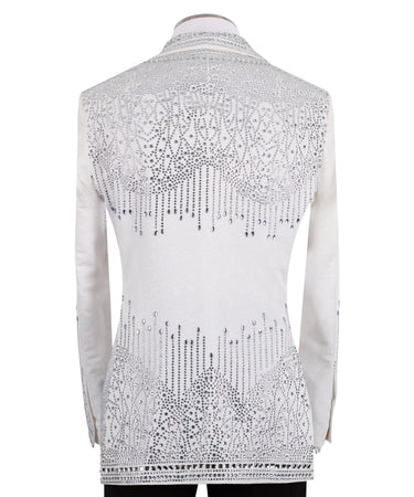 White Embellished Double Breasted Tuxedo | BTS Bespoke
