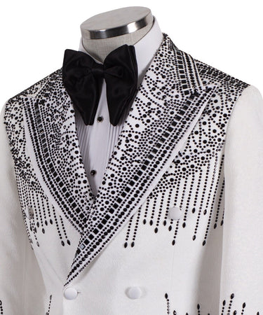 White Embellished Double Breasted Tuxedo | BTS Bespoke
