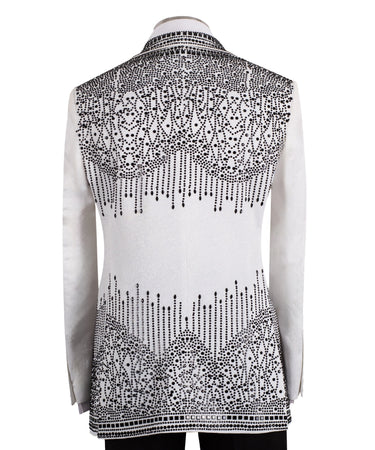 White Embellished Double Breasted Tuxedo | BTS Bespoke