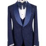Navy Blue Jacquard Peak Lapel Three-Piece Tuxedo | BTS Bespoke