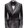 Black Embellished Wool Blend Double Breasted Tuxedo | BTS Bespoke