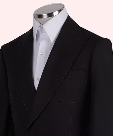 Black Premium Wool Blend Double Breasted Suit | BTS Bespoke