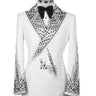 White & Black Marquise Crystal Silk-Satin Jacquard Double-Breasted Tuxedo — Drop 6 Regular Fit Silk-Satin Full Silhouette | B